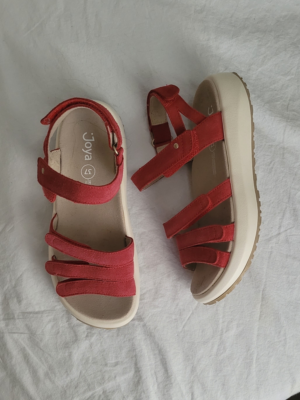 Joya Women's Red Suede Comfort Strappy Sandals